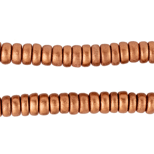 Copper Disk Natural Wood Beads (4x8mm)