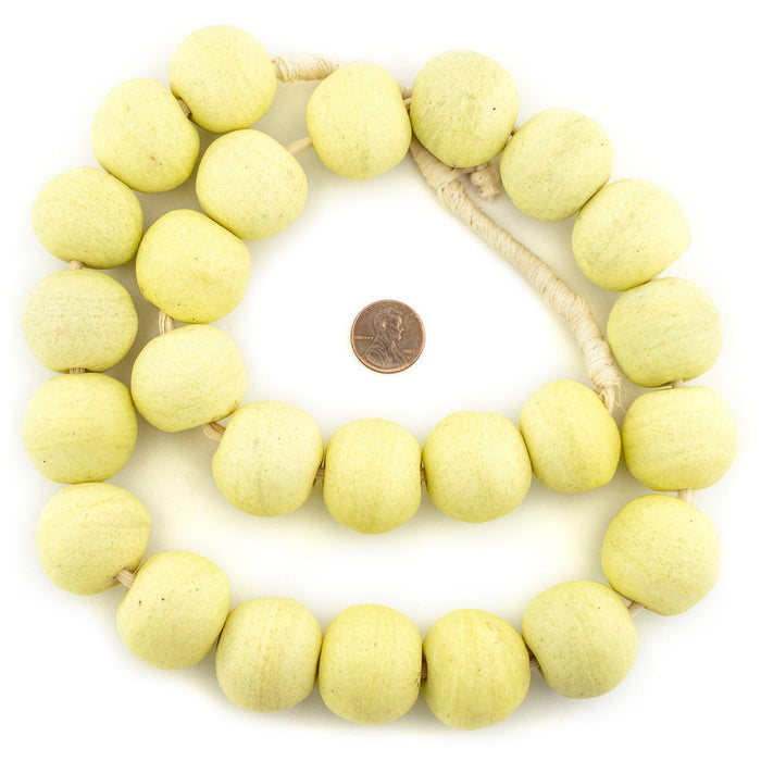 Jumbo Pastel Yellow Opaque Recycled Glass Beads (29mm) - The Bead Chest