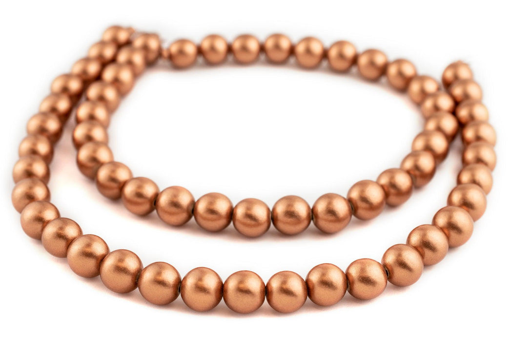 Copper Round Natural Wood Beads (14mm) - The Bead Chest