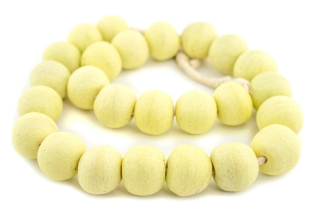 Jumbo Pastel Yellow Opaque Recycled Glass Beads (29mm) - The Bead Chest