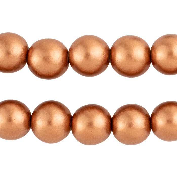Copper Round Natural Wood Beads (14mm) - The Bead Chest