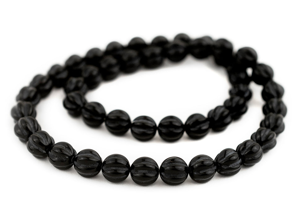 Carved Watermelon Round Onyx Beads (8mm) - The Bead Chest