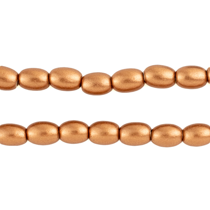 Copper Oval Natural Wood Beads (9x6mm) - The Bead Chest