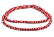 Red Rondelle Venetian-Style Skunk Beads (8mm, 36" Strand) - The Bead Chest