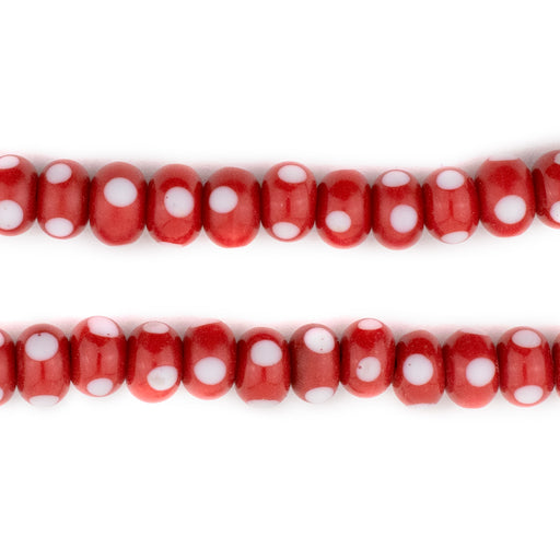 Red Rondelle Venetian-Style Skunk Beads (8mm, 36" Strand) - The Bead Chest