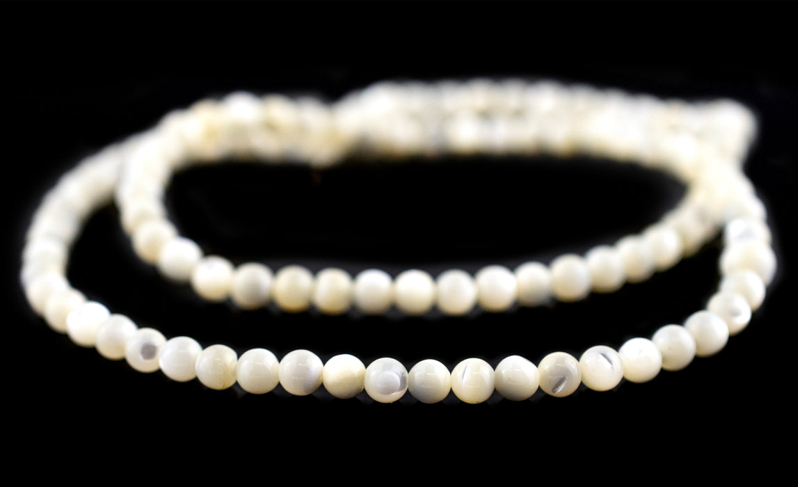 Round Mother of Pearl Beads (4mm) - The Bead Chest