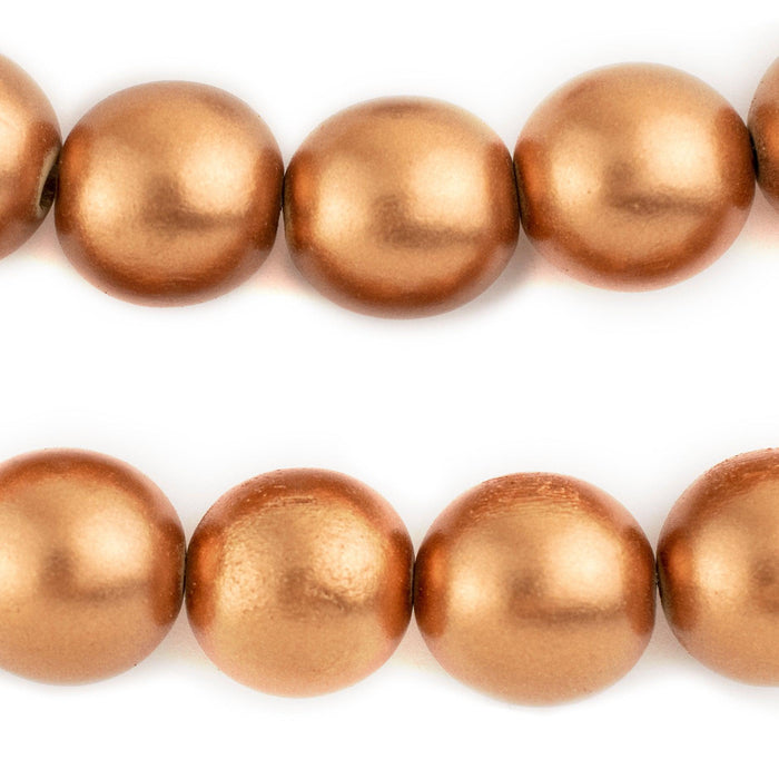 Copper Round Natural Wood Beads (18mm) - The Bead Chest