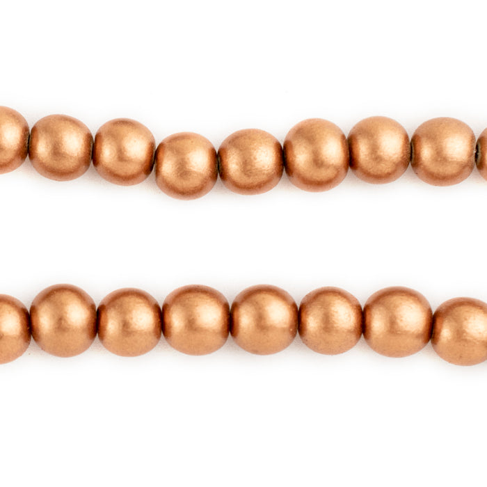 Copper Round Natural Wood Beads (8mm) - The Bead Chest