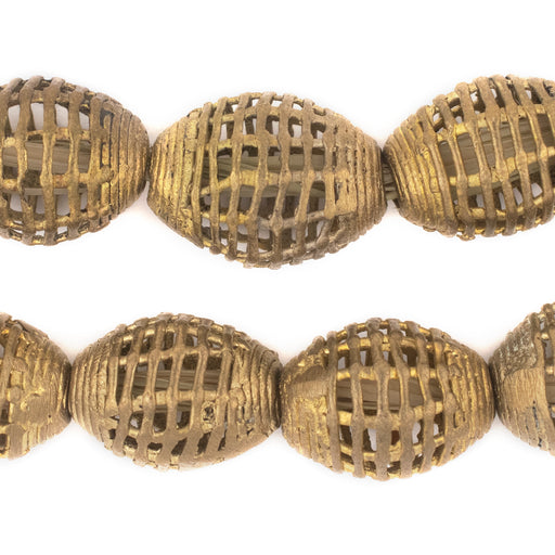 Basket Design Ghana Brass Filigree Oval Beads (22x16mm) - The Bead Chest