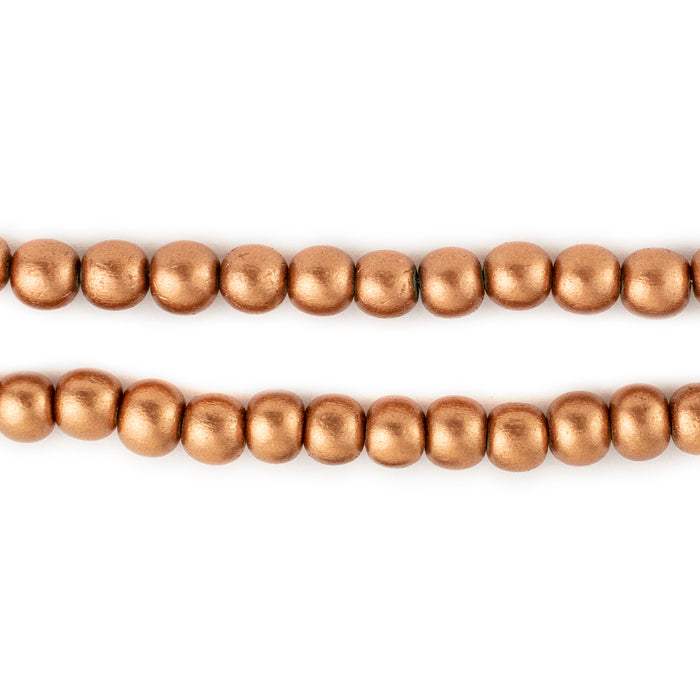 Copper Round Natural Wood Beads (6mm) - The Bead Chest