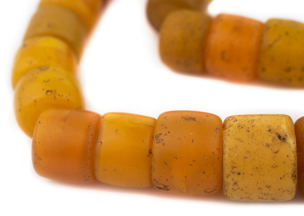 Old Yellow & Orange Cylinder Tomato Beads - The Bead Chest