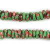 Green Candycane Fused Rondelle Recycled Glass Beads (11mm)