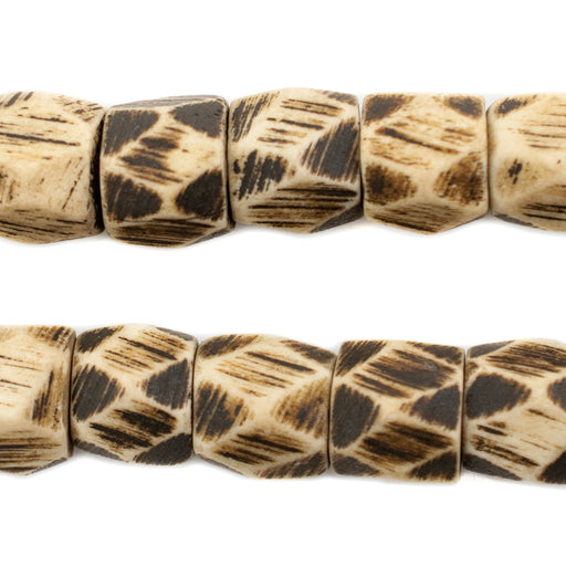 Faceted Grey Bone Beads (16mm) - The Bead Chest