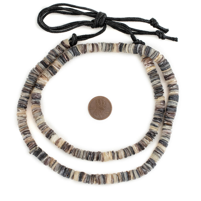 Matte Black & White Shell Heishi Beads (8mm) - The Bead Chest