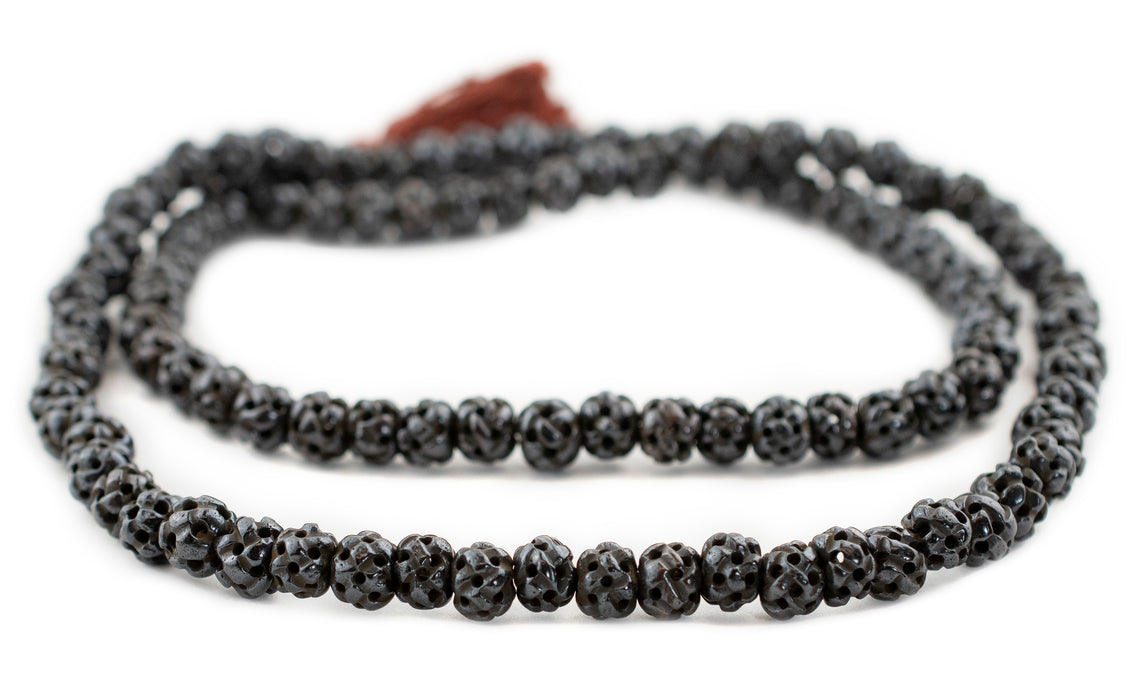Dark Brown Premium Woven Carved Bone Prayer Beads (10mm) - The Bead Chest