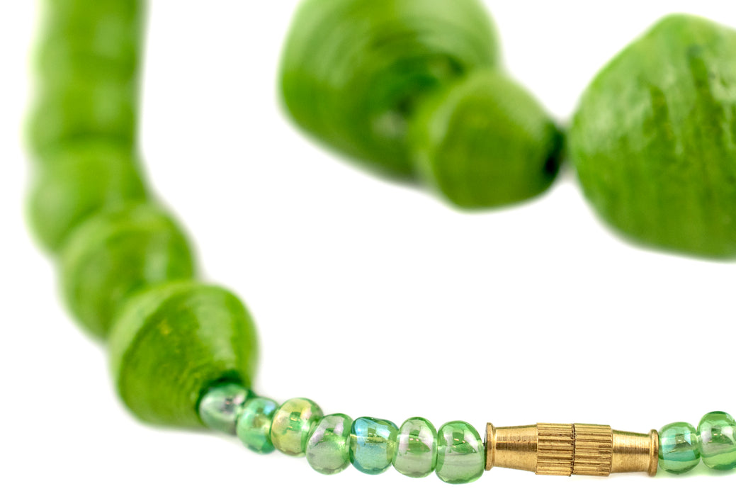Lime Green Recycled Paper Beads from Uganda (Large) - The Bead Chest