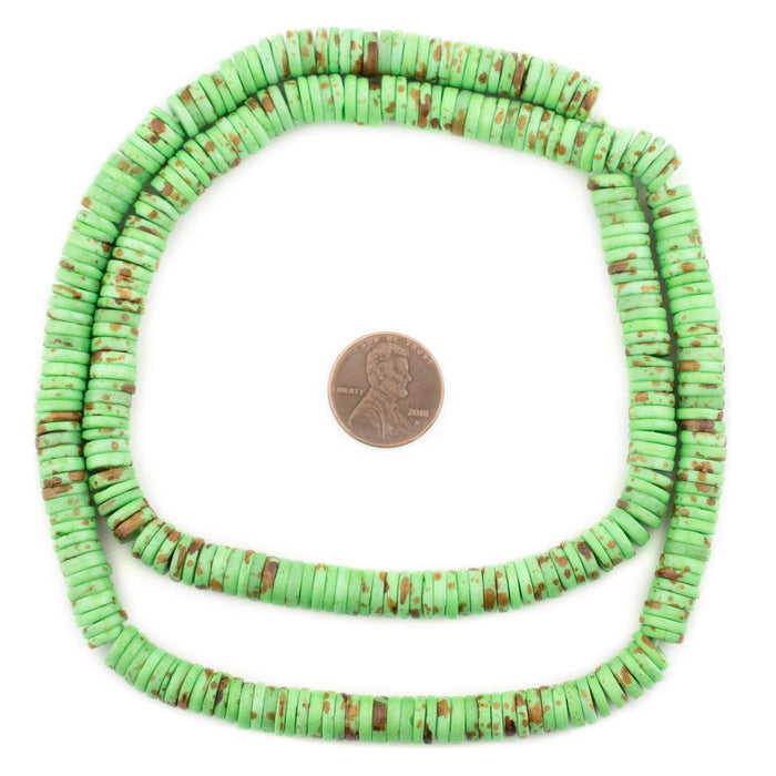Peridot Green Bone Button Beads (8mm) - The Bead Chest