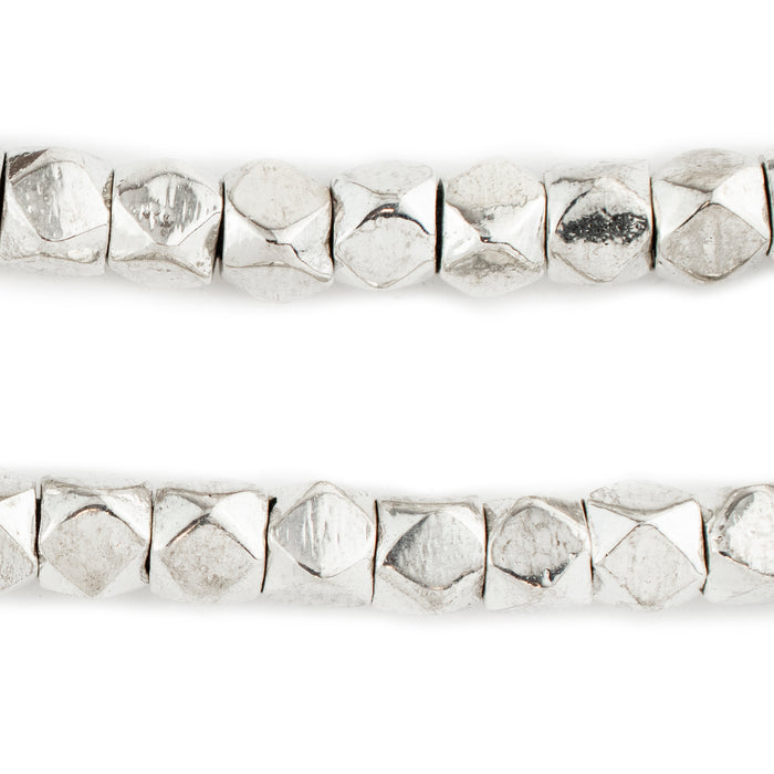 Shiny Silver Diamond Cut Beads (9mm, Large Hole) - The Bead Chest