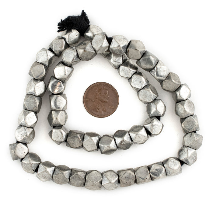 Silver Diamond Cut Beads (9mm, Large Hole) - The Bead Chest