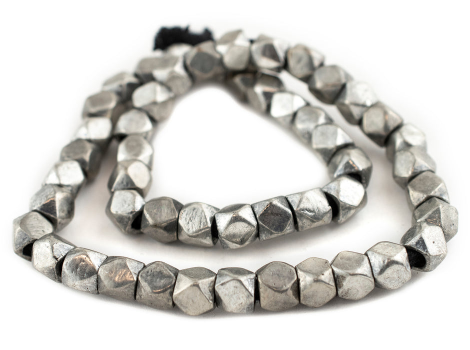 Silver Diamond Cut Beads (9mm, Large Hole) - The Bead Chest