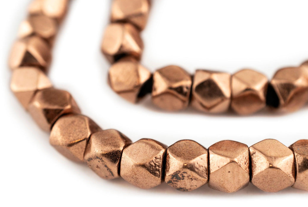 Copper Diamond Cut Beads (9mm, Large Hole) - The Bead Chest