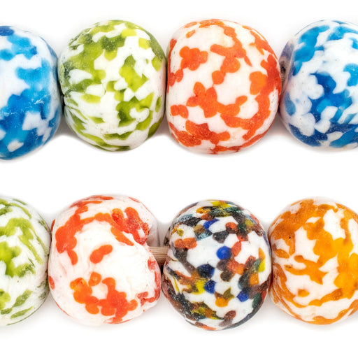 Large Jumbo Multicolor Fused Recycled Glass Beads (26mm) - The Bead Chest
