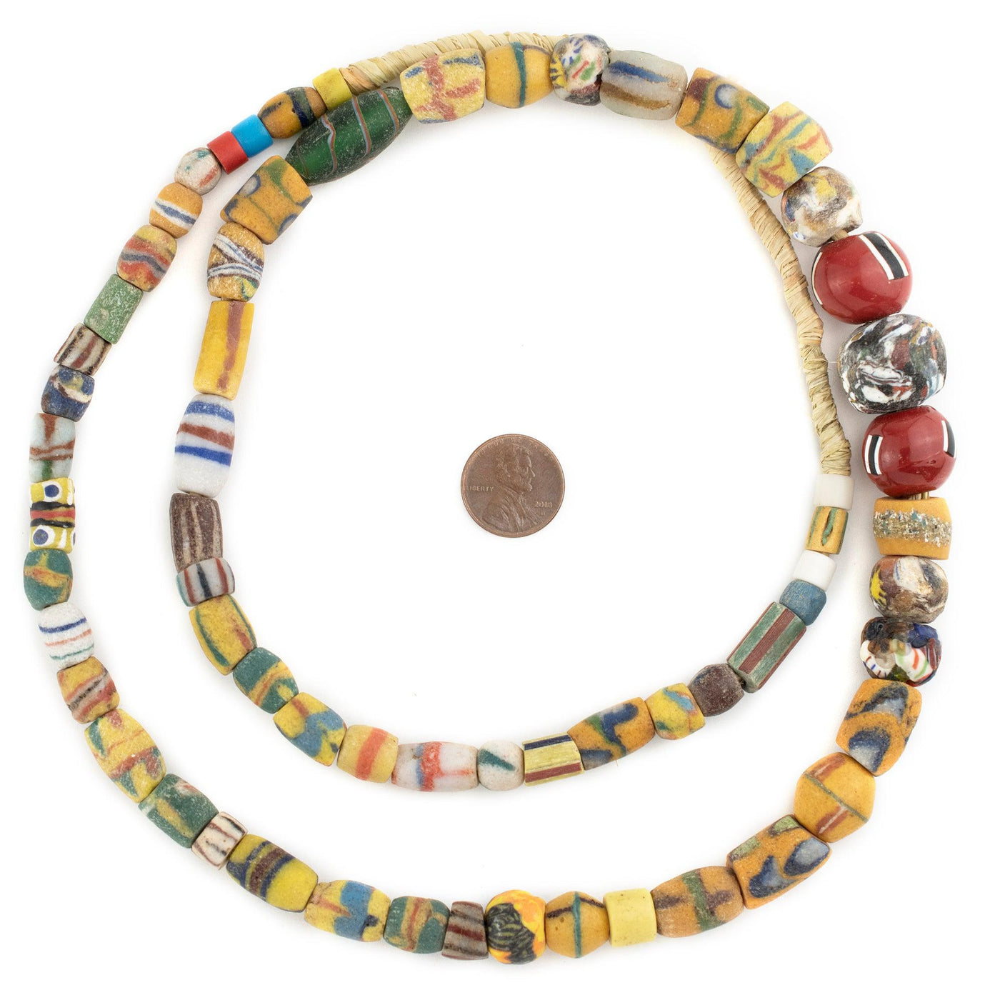 Perline Di Vetro Sandcast Miste Vintage Dal Ghana - 16 Mm, Multicolore, The Bead Chest