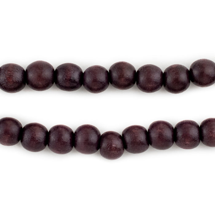 Plum Purple Round Natural Wood Beads (8mm) - The Bead Chest