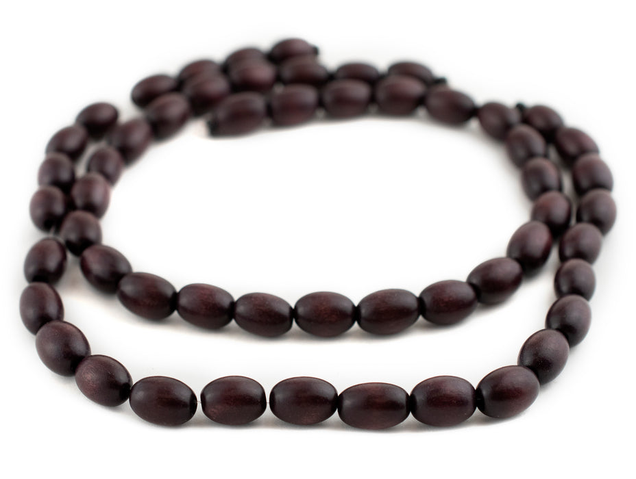 Plum Purple Oval Natural Wood Beads (15x10mm) - The Bead Chest