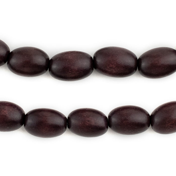 Plum Purple Oval Natural Wood Beads (15x10mm) - The Bead Chest