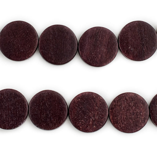 Plum Purple Circular Natural Wood Beads (15x15mm)