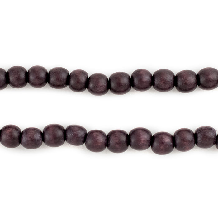 Plum Purple Round Natural Wood Beads (6mm) - The Bead Chest