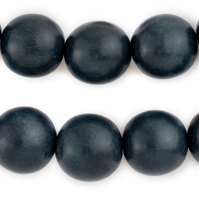 Navy Blue Round Natural Wood Beads (20mm) - The Bead Chest