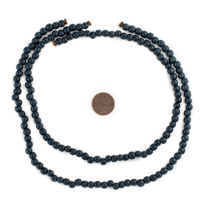 Navy Blue Round Natural Wood Beads (6mm) - The Bead Chest
