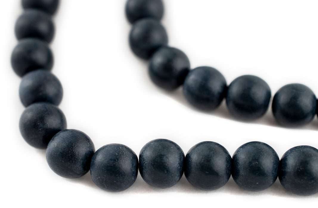 Navy Blue Round Natural Wood Beads (12mm) - The Bead Chest