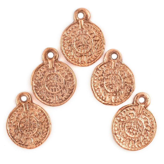 Copper Stamped Pattern Charms (Set of 5) - The Bead Chest