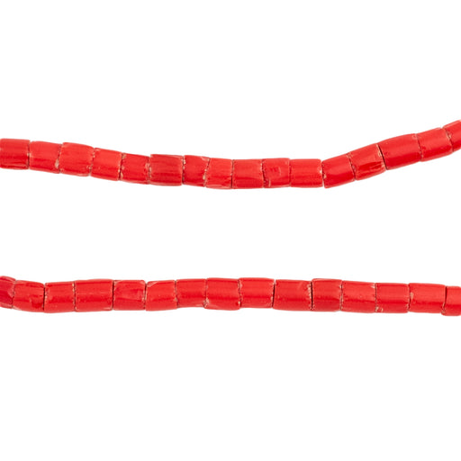 Vintage Red Czech Glass Cylinder Beads (4mm) - The Bead Chest