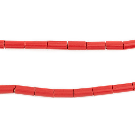 Vintage Red Czech Tube Beads (4mm) - The Bead Chest