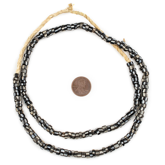Antique Black & White Venetian Chevron Beads (5mm) - The Bead Chest