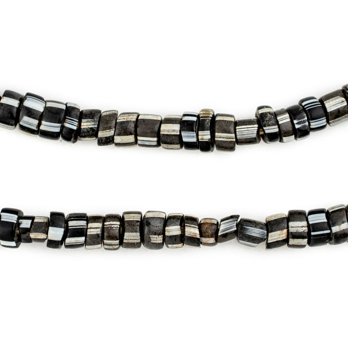 Antique Black & White Venetian Chevron Beads (5mm) - The Bead Chest