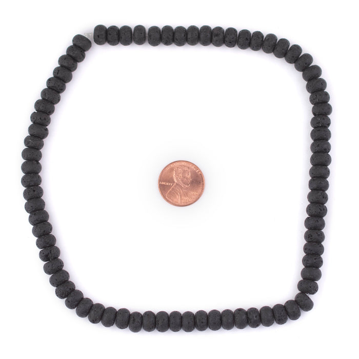 Black Rondelle Volcanic Lava Beads (8mm) - The Bead Chest
