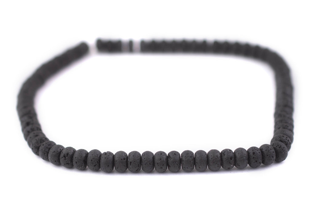 Black Rondelle Volcanic Lava Beads (8mm) - The Bead Chest