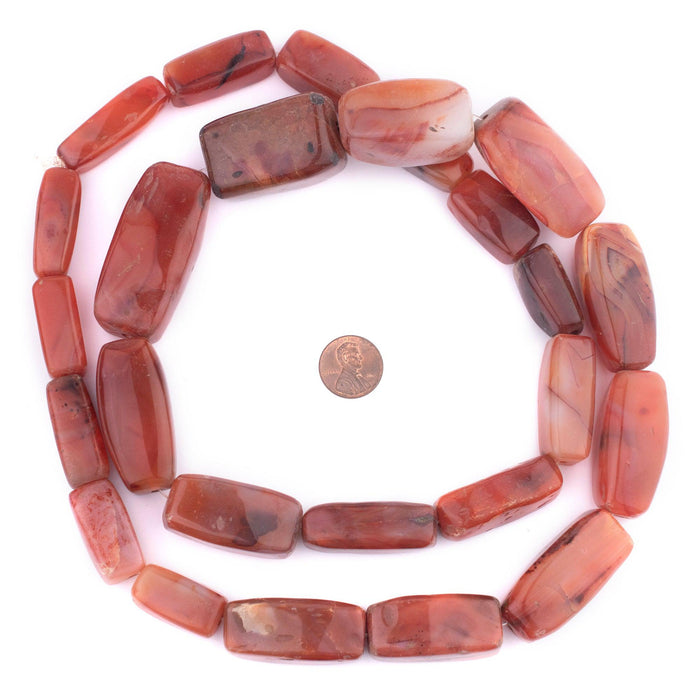 Rectangular African Carnelian Beads (Large Size, 36" Strand) - The Bead Chest