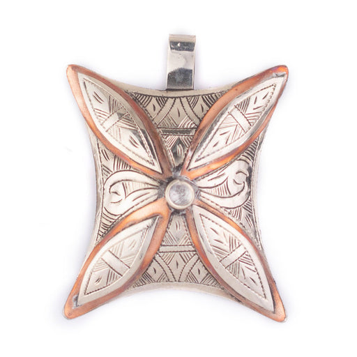 Handcrafted Tuareg Silver Pendant (Copper Flower)