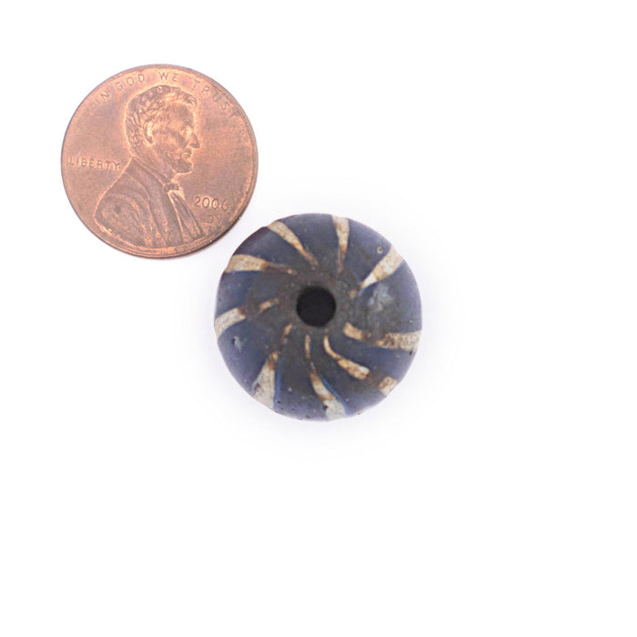 Blue Stripe Jatim Java Bead (Single Bead, 20mm) - The Bead Chest