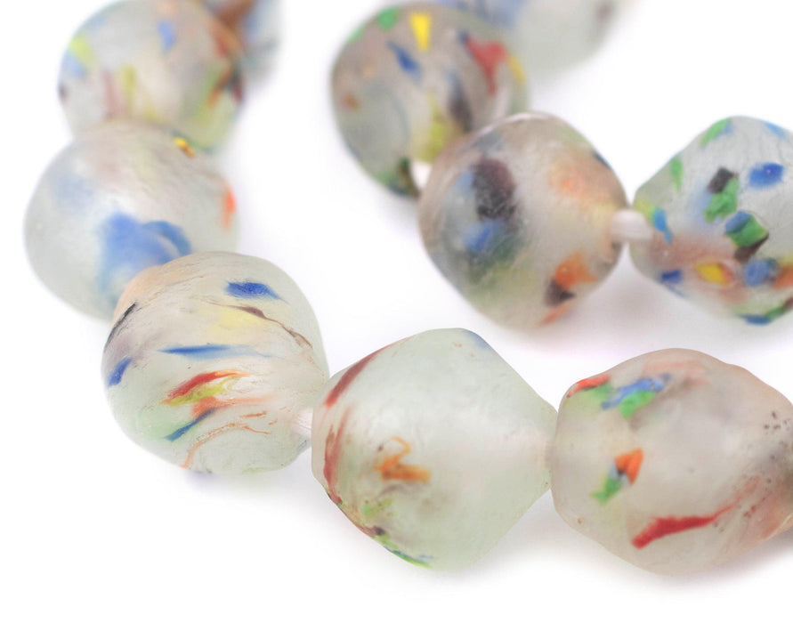 Jumbo Rainbow Speckled Bicone Recycled Glass Beads (25mm) - The Bead Chest