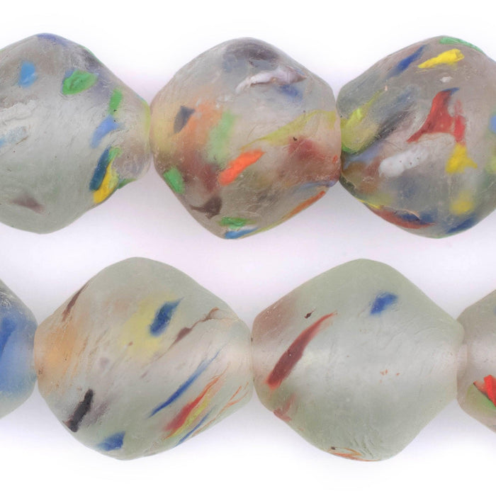 Jumbo Rainbow Speckled Bicone Recycled Glass Beads (25mm) - The Bead Chest