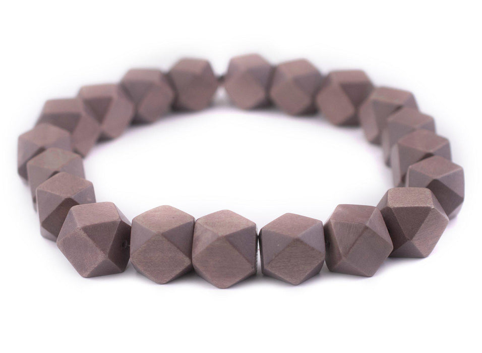Brown Diamond Cut Natural Wood Beads (20mm) - The Bead Chest