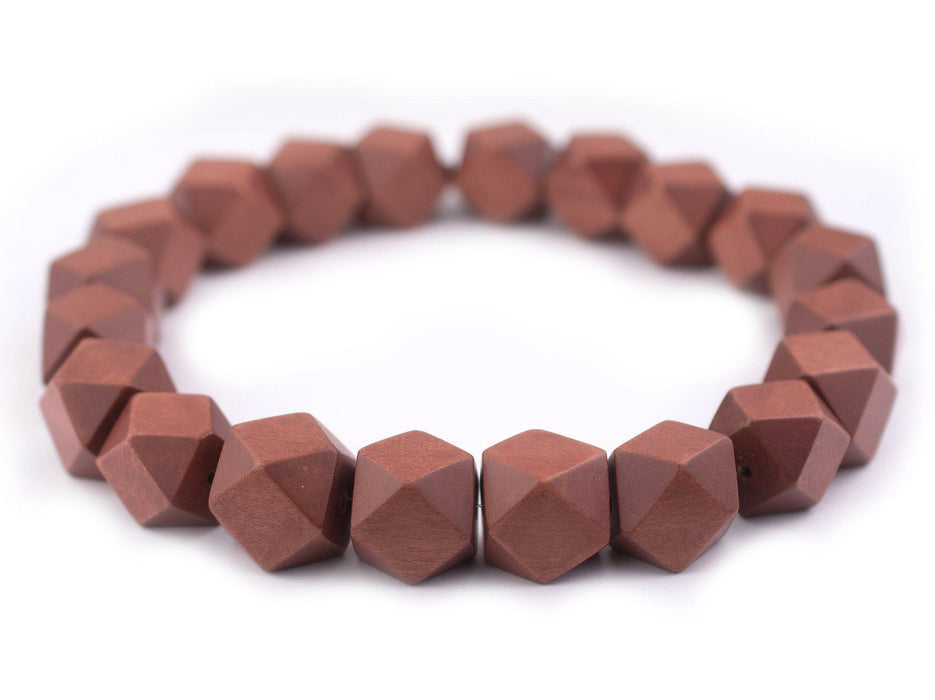 Light Brown Diamond Cut Natural Wood Beads (20mm) - The Bead Chest