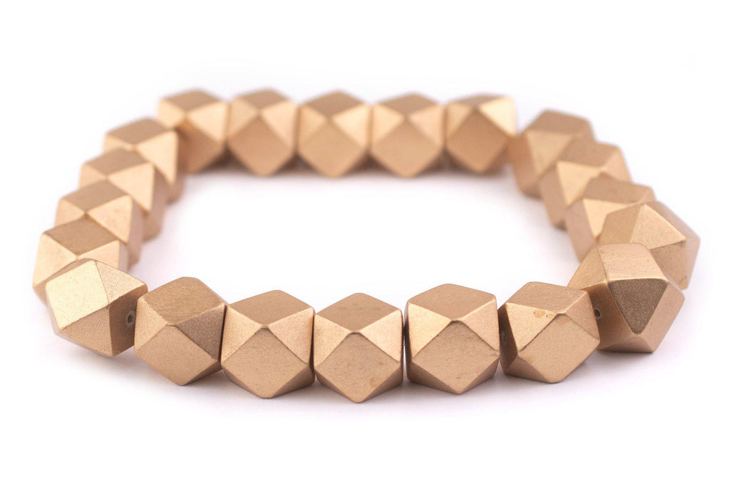 Gold Diamond Cut Natural Wood Beads (20mm) - The Bead Chest